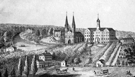 View of Notre Dame's campus, 1850s