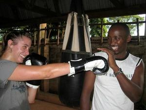 ND student Anna Dwyer ('11) challenges herself in the Ugandan heat