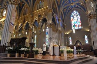 Bishop Jenky, CSC presiding at Mass at Sacred Heart Basilica