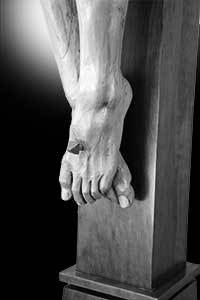 Carving of Jesus' Feet on a Crucifix