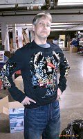Fr Eric sporting some donated clothes