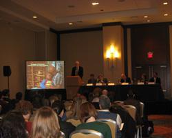 Small&lt;br /&gt;
pox eradication hero Bill Forge at podium
