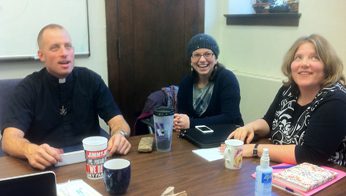 Fr Dan Parrish, CSC with classmates at the University of Michigan