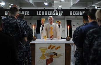 Fr Dorwart, CSC presiding at Mass