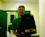 Fr Eric with his backpack