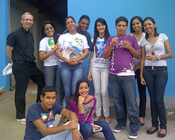 Fr Jim Phalan, CSC with Guadalajara Chapel Youth Group