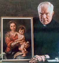 Fr Patrick Peyton, CSC with a painting of the Madonna and Child