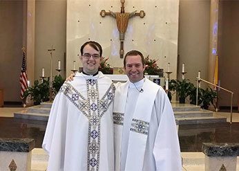 Fr Dan Ponisciak, CSC with former seminary classmate, Fr Tim Mouton, CSC