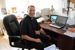Fr Terry Erhman, CSC working on his doctorate at The Catholic University of America