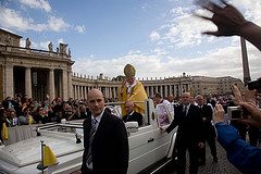 Pope Benedict XVI processing intothe Mass of Canonization