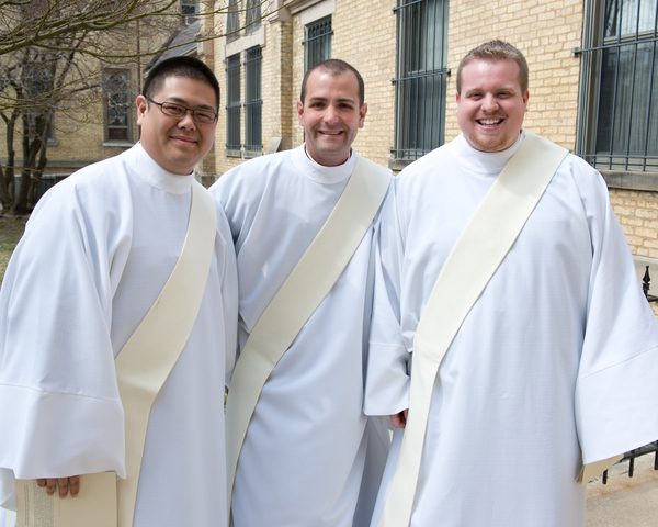 Deacon Brian Ching, CSC, Deacon Mark DeMott, CSC and Deacon Jarrod Waugh, CSC