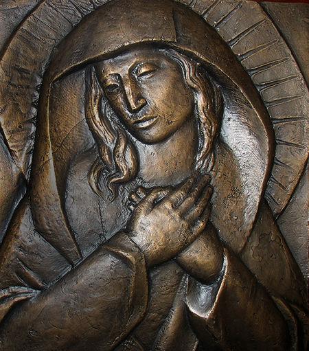 Our Lady of Sorrows, bronze medallion by Fr