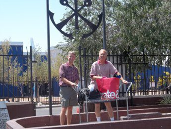 Fr Eric and Br Richard working the gate