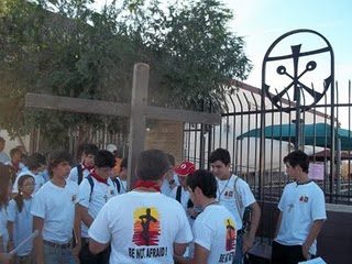 Stations of the Cross outside Andre House gate