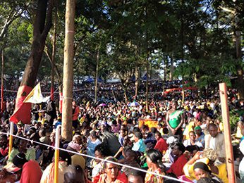 The crowd gathered to celebrate the Uganda Martyrs