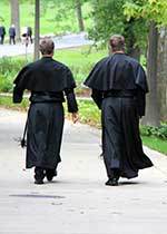 Two newly professed CSC's walking on campus