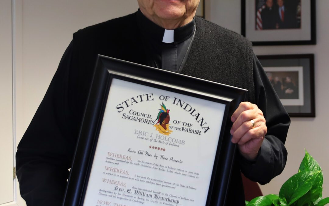 Rev. E. William Beauchamp, C.S.C., Named Sagamore of the Wabash