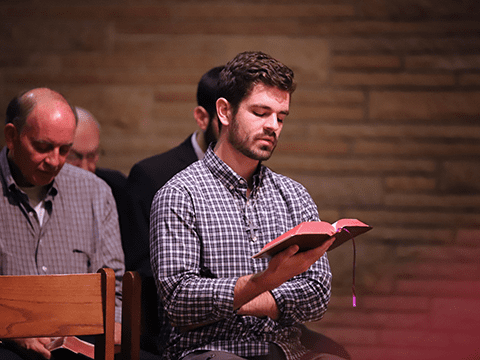 Seminarian praying the Liturgy of the Hours