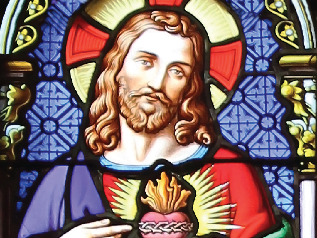 Stained Glass Sacred Heart of Jesus from the Basilica of the Sacred Heart at the University of Notre Dame