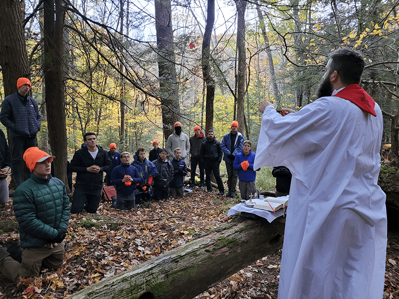 men on Undergraduate backpacking pilgrimage