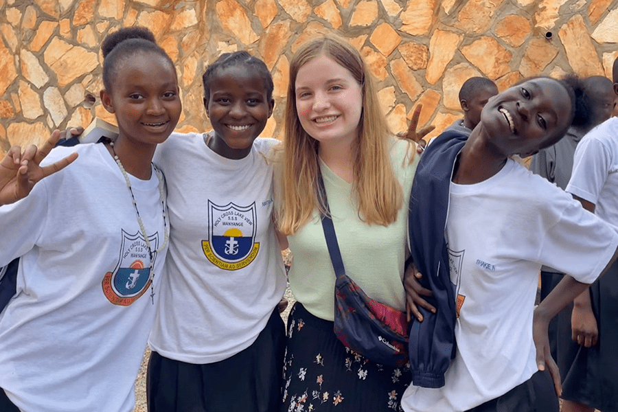 Students at Lake View Senior Secondary School smiling at camera