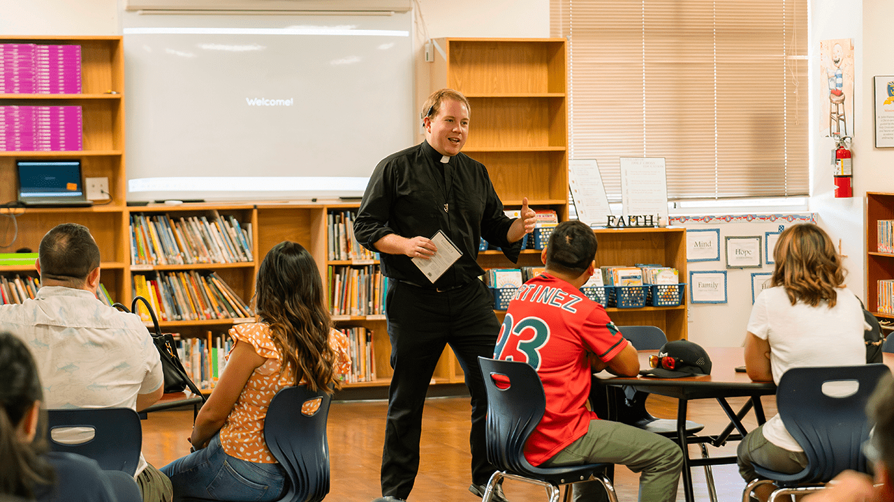 Fr. Andrew Fritz teaching RCIA at St. John Vianney Catholic Church in Phoenix, AZ