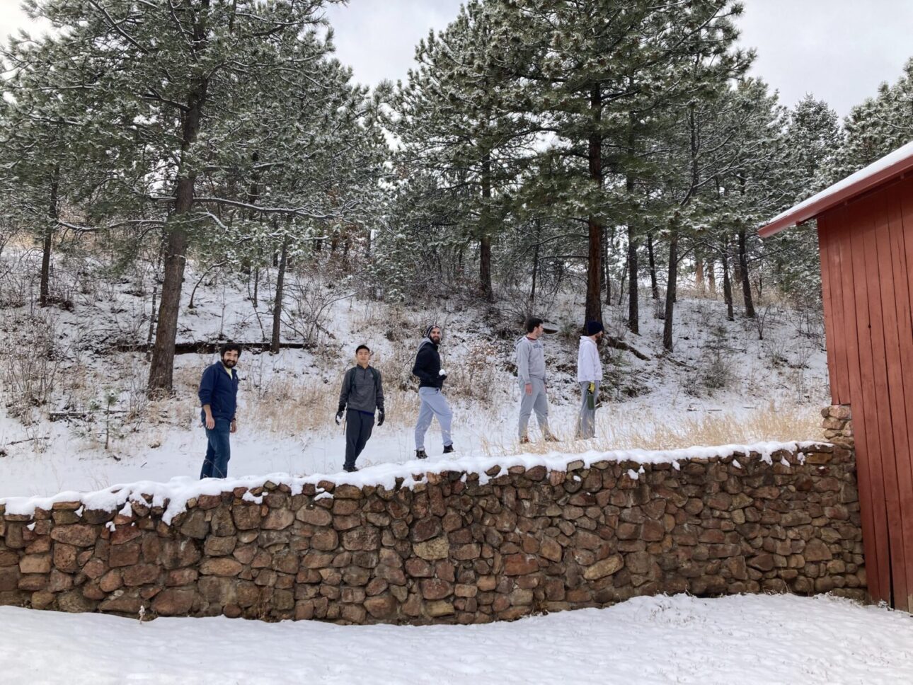 men at novitiate in winter