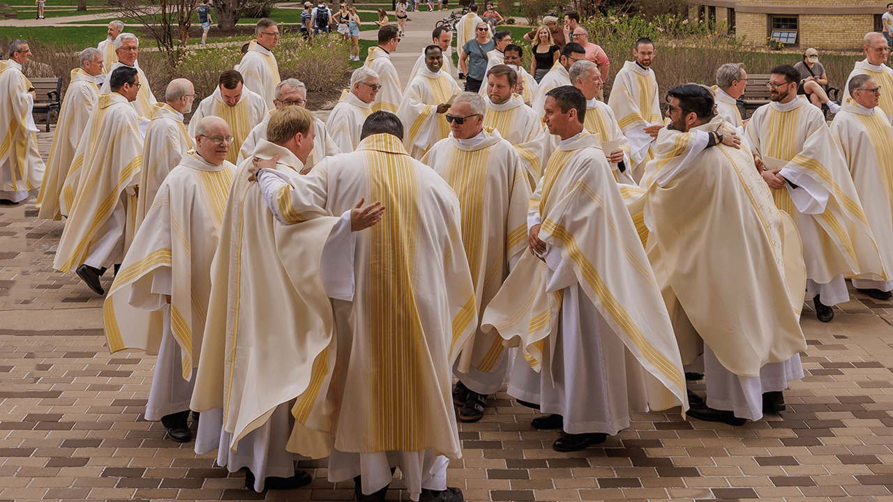 CSCs greeting each other after Ordination Mass