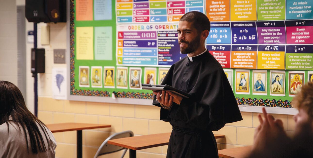 2025 Fr. Geoff Mooney Teaching at Cathedral High School The Final Vows profession class of 2023 exits the Basilica of the Sacred Heart