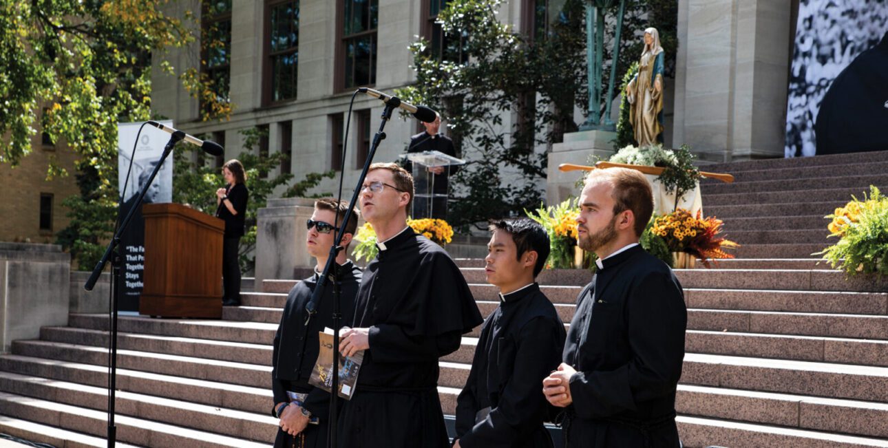 Deacon Brian Vetter teaching students at STEM camp