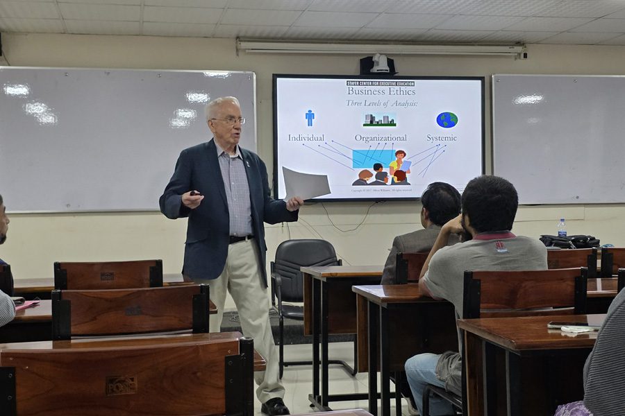 Rev. Oliver Williams, C.S.C., Leads Business Ethics Workshop at Notre Dame University Bangladesh