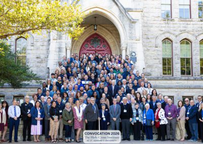 A group photo on a staircase from the Holy Cross Institute’s Annual Convocation in Austin, Texas, from February 23–25, 2026