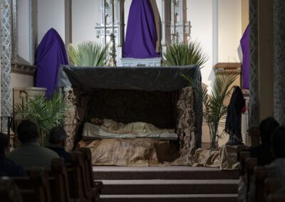 On Good Friday, St. Adalbert Church's Hispanic community gathered for an evening Good Friday service that included a Veneration of the Cross and Condolence of the Virgin.