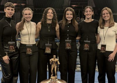 Group picture of the 2026 University of Notre Dame female boxing winners.