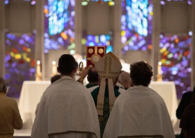 Most Reverend Bishop Kevin Rhoades, Bishop of the Diocese of Fort Wayne-South Bend leads a procession at the Ordination to the Diaconate Mass at Moreau Seminary and Scholasticate.