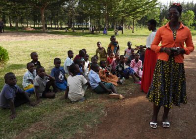 Students and educators at Eden Academy in Utegi, Tanzania gathered outdoors