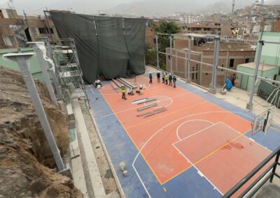 Construction picture of the building of the new Brother Juan Benesh, C.S.C., Mini Coliseum in Lima, Peru.