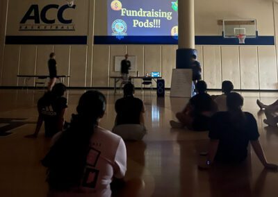Group of college students listening to a fundraising project proposal by the Holy Cross Mission Center