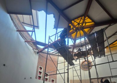 Pictured is a hole in the roof of the chapel at Casa San José (Saint Joseph House of Formation) in Canto Grande, Peru